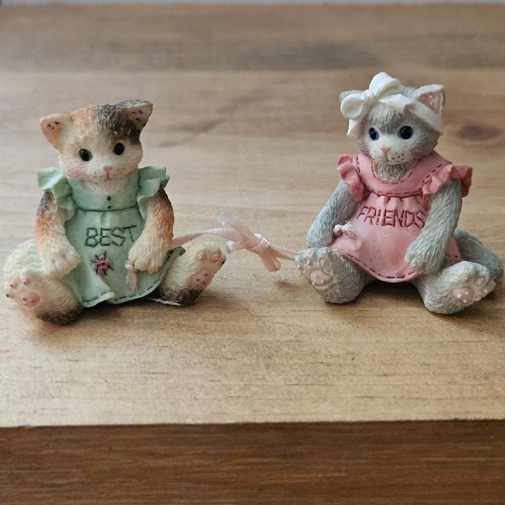 VTG Priscilla Hillman Enesco Best Friends Cat Figurines Miniature Kitten 1996‎